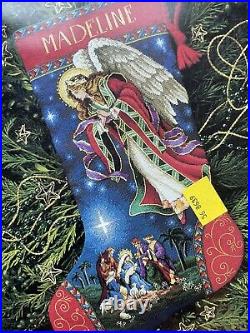 Vintage 1994 Dimensions The Gold Collection Counted Cross Stitch Kit Christmas Stocking 'Heavenly Angel' #8450 Open package