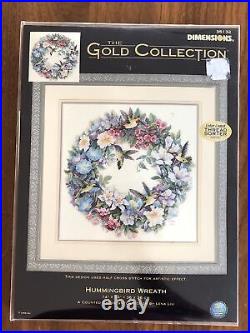 Dimensions Gold Collection Hummingbird Wreath Cross Stitch Kit #35132 NEW