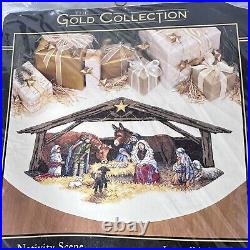 Dimensions Gold Collection Nativity Scene Tree Skirt Counted Cross Stitch 8814