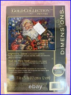 Dimensions Gold Collection Petites Nighttime Santa Counted Cross Stitch Kit 7x5