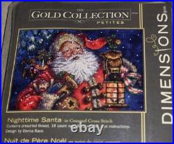 Dimensions Gold Collection Petites Nighttime Santa Counted Cross Stitch Kit 7x5