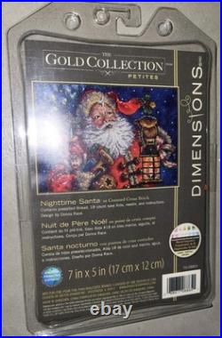 Dimensions Gold Collection Petites Nighttime Santa Counted Cross Stitch Kit 7x5