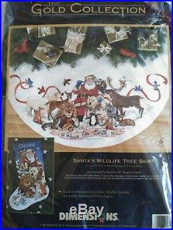 Dimensions Gold Collection Santa's Wildlife Tree Skirt Counted Cross Stitch Kit
