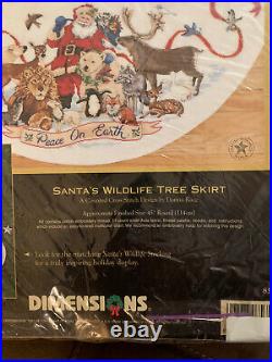 Dimensions Gold Collection Santas Wildlife Tree Skirt Christmas Cross Stitch Kit