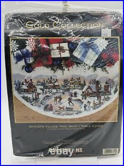 Dimensions Gold Collection Skater's Village Tree Skirt/Table Cover Cross stitch