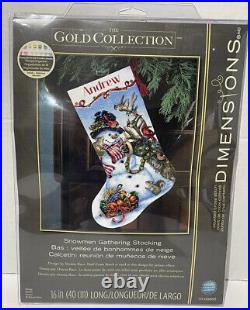 Dimensions Gold Collection Stocking Cross Stitch Kit Snowmen Gathering New A1