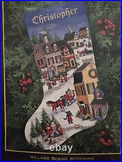 Dimensions Gold Collection VILLAGE SCENE STOCKING Cross Stitch Stocking 1997 Dimensions Gold Collection VILLAGE SCENE STOCKING Cross Stitch Stocking 1997