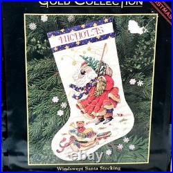 Dimensions Gold Collection Windswept Santa Stocking Kit Cross Stitch 8496