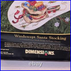 Dimensions Gold Collection Windswept Santa Stocking Kit Cross Stitch 8496