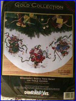 Dimensions Gold Collection Windswept Santa Tree Skirt Counted Cross Stitch Kit