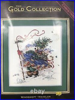 Dimensions Gold Collection Windswept Traveler Counted Cross Stitch Kit Santa