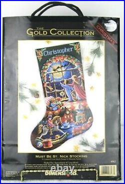 Dimensions Gold Counted Cross Must Be St Nick Christmas Stocking Kit 8567 Rare