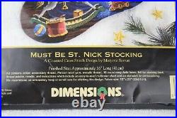 Dimensions Gold Counted Cross Must Be St Nick Christmas Stocking Kit 8567 Rare