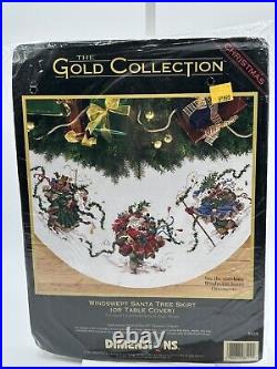 Dimensions Gold Cross Stitch Kit Christmas Windswept Santa Tree Skirt 8529NEW