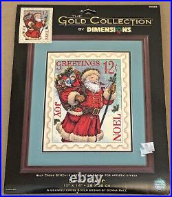 Dimensions Gold / Donna Race Santa Stamp Christmas Cross Stitch Kit 11x14 NIP