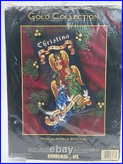 Dimensions Gold Herald Angels 16 Stocking Counted Cross Kit 8531 NEW Sealed