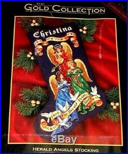Dimensions Gold Herald Angels Christmas Stocking Counted Cross Stitch Kit KM