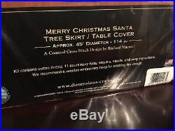 Dimensions Gold MERRY CHRISTMAS SANTA Cross Stitch Tree Skirt Kit #8796 Sealed