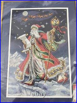 Dimensions Gold MIDNIGHT RIDE Santa Christmas Kit 8617 Vintage Cross Stitch Set