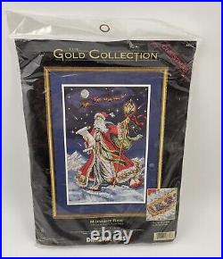Dimensions Gold MIDNIGHT RIDE Santa Christmas Kit 8617 Vintage Cross Stitch Set