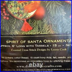 Dimensions Gold SPIRIT OF SANTA ORNAMENTS Cross Stitch 8755 Set of 6 SEALED