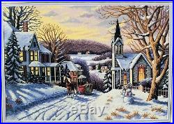 Dimensions Gold WINTRY EVE Counted Cross Stitch Kit #3854 church sleigh snow