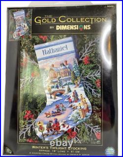 Dimensions Gold Winters Twilight Stocking Cross Stitch Kit 8666 Christmas RARE
