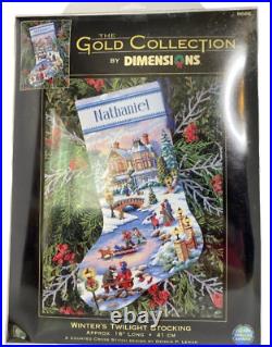 Dimensions Gold Winters Twilight Stocking Cross Stitch Kit 8666 Christmas RARE