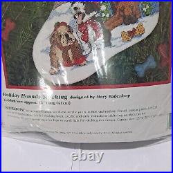 Dimensions Needlepoint Stocking Kit 9113 Holiday Hounds Christmas Dogs New