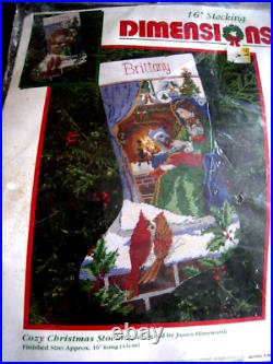 Dimensions Needlepoint Stocking Kit, CHRISTMAS COZY, Himsworth, Mom, Child, 9101,16