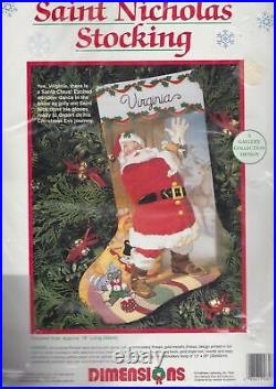 Dimensions Saint Nicholas Christmas Eve Deer Santa Toys Crewel Stocking Kit 8077
