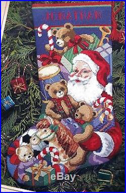 Dimensions Santa's Toys Bears Needlepoint Stocking Kit Christmas NIP 9129