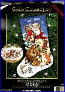 Dimensions Santas Wildlife Bear Lion Christmas Cross Stitch Stocking Kit 8566