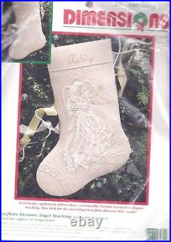 Dimensions Snowflake Dreams Angel Elegant Christmas Crewel Stocking Kit 8079