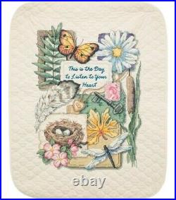 Dimensions Stamped Cross Stitch Kit Baby Listen To Your Heart Quilt