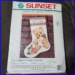 Dimensions Stocking Kit Cross Stitch Sunset Babes Holly Angels Friend 18323
