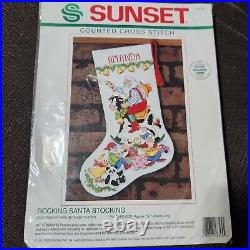 Dimensions Stocking Kit Cross Stitch Sunset Rocking Santa 18345 Sealed