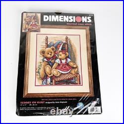 Dimensions TEDDIES ON QUILT counted cross stitch kit 35103, Anna Krajewski, NIP