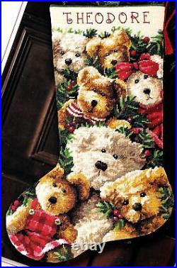 Dimensions Teddy Togetherness Bears Christmas Needlepoint Stocking Kit 9136