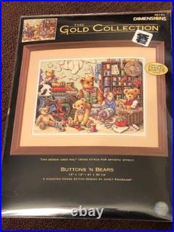Dimensions The Gold Collection BUTTONS N BEARS 35151 Counted Cross Stitch New
