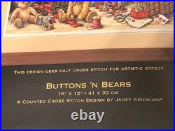 Dimensions The Gold Collection BUTTONS N BEARS 35151 Counted Cross Stitch New