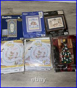 Dimensions Vintage Bucilla Xmas Cross Stitch New Old Stock Lot Of 11