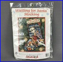 Dimensions Waiting for Santa Stocking Needlepoint Kit 9084 Christmas Toys 16