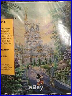 Disney Cross Stitch Kit PAST PRESENT FOREVER Mickey Walt Disney Castle RARE HTF