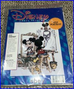 Disney Mickey SELF PORTRAIT Cross Stitch Kit Out of Print NEW & SEALED 16x20