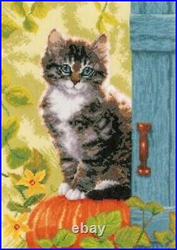 Diy Needlepoint Cross Stitch Cat And Pumpkin Embroidery Kit Unprinted? Anvas