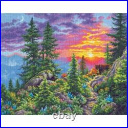 Diy Needlepoint Cross Stitch Sunset In The Mountains. Embroidery Kit Unprinted Diy Needlepoint Cross Stitch Sunset In The Mountains. Embroidery Kit Unprinted