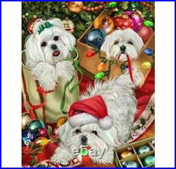 Dogs Christmas Themed Diamond Painting Cute Pet Portrait Design House Embroidery