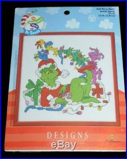 Dr Seuss Grinch Who Stole Christmas & Cat In The Hat Cross Stitch Kit Lot Of 5