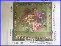EHRMAN 1994 Kaffe Fassett Green Ribbon Nosegay Tapestry Needlepoint Kit Canvas